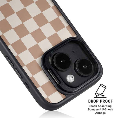 Neutral Checkered iPhone 13 Kickstand Case